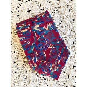 Deadstock Swing Mens Vintage Silk Tie Burgundy Abstract Retro 90s Workwear